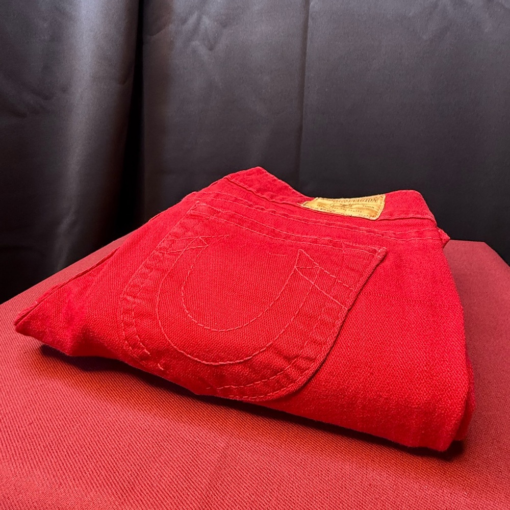 True Religion Bold Red Boot Cut Jeans